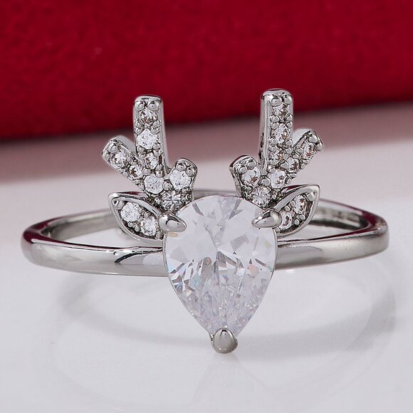 Deer / Fawn antler ring, adjustable band, Charmed Aroma - Picture 1 of 10